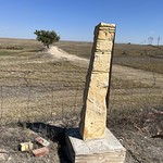 Limestone fence post at Santa Fe Trail Historical Marker, near Lakin, Kansas