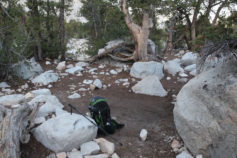 I woke up early and left camp before dawn, heading east toward Kearsarge Pass - I wanted to climb while it was cool