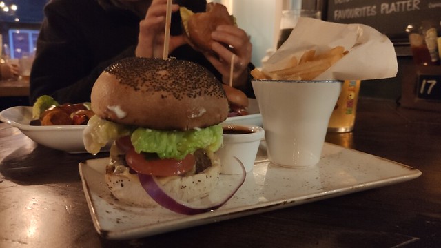 Pub Eats = Veggie Burger with Fries - London, England