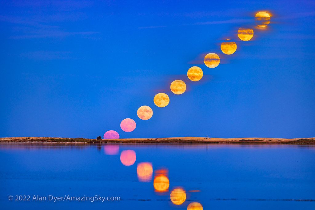 Reflected Moonrise Over Prairie Lake (Composite)