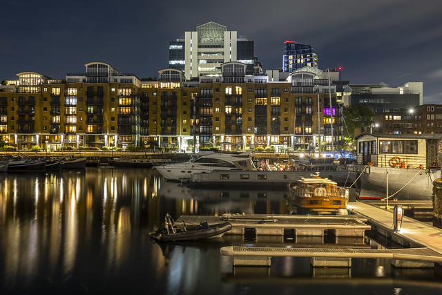 Night Reflections at St. Katharine Docks in London
