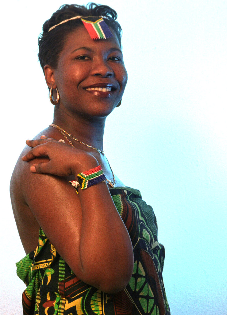 South African Nurse in West African Cloth Ethnic Cultural Fashion Portrait Photoshoot Havercourt Studio London March 2001 005v