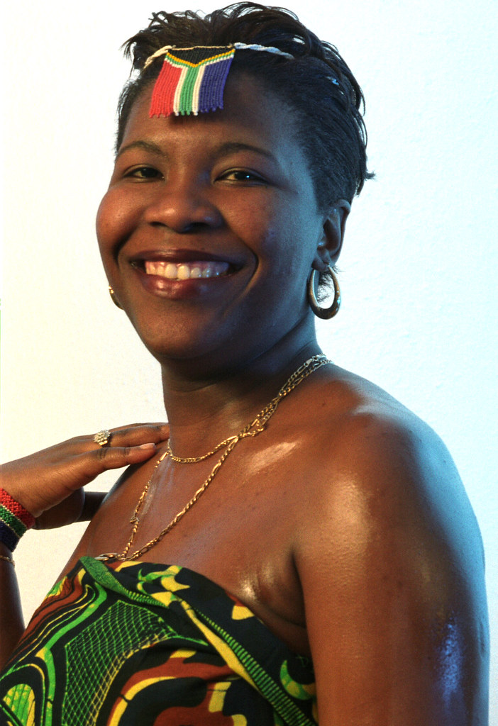 South African Nurse in West African Cloth Ethnic Cultural Fashion Portrait Photoshoot Havercourt Studio London March 2001 004v