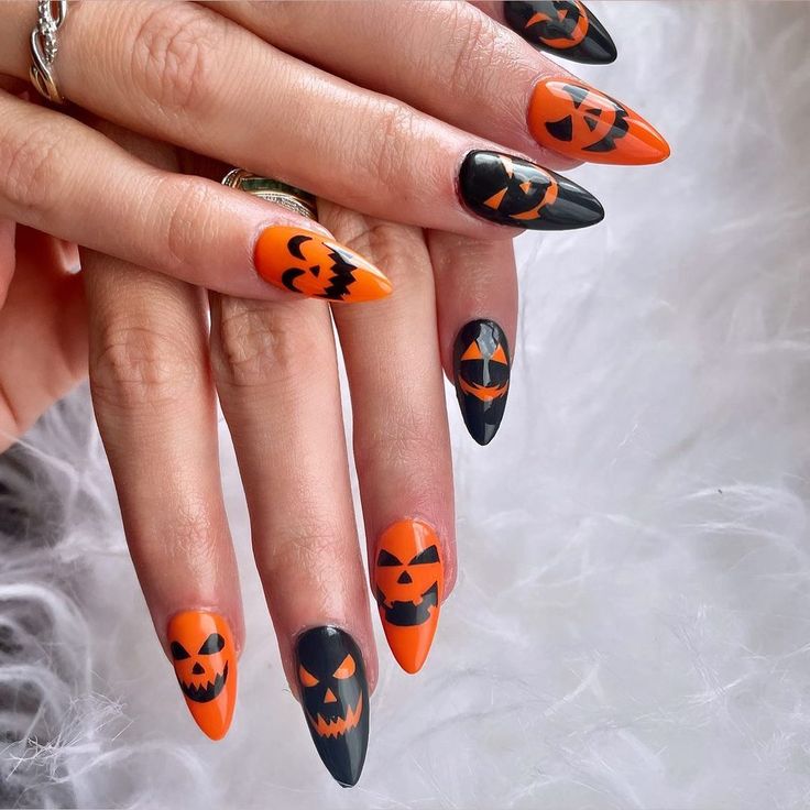 Jack O Lantern Nails | Best Halloween Nails | Trendy Nails | Halloween Nail Art | Acrylic Nails | October Nails | Spooky Nails | Manicure Ideas | Fall Nails 2022 | Halloween Nail Designs | Autumn Nails | Pretty Halloween Nails