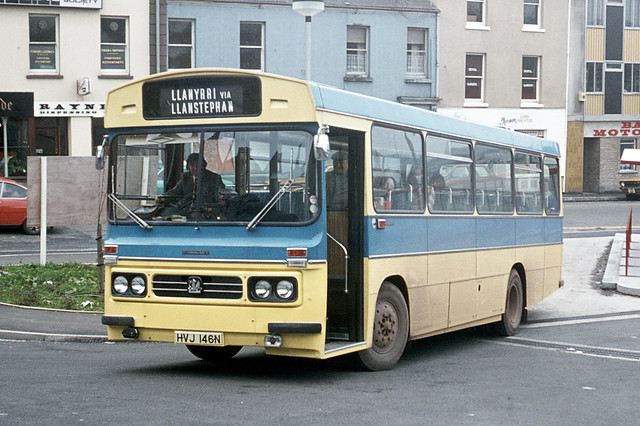 David Jones . Ffoshelig , Newchurch ,  Carmarthenshire . HVJ146N . Carmarthenshire . HVJ146N . Carmarthen Bus Station. Saturday 27th-March-1976 .