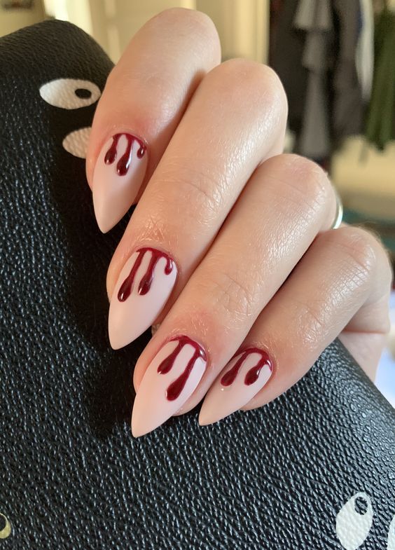 Red Blood Dripping Nails | Best Halloween Nails | Trendy Nails | Halloween Nail Art | Acrylic Nails | October Nails | Spooky Nails | Manicure Ideas | Fall Nails 2022 | Halloween Nail Designs | Autumn Nails | Pretty Halloween Nails