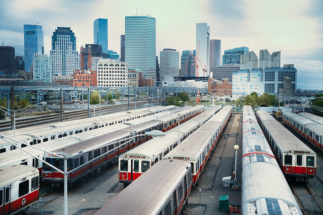 Downtown Boston and Trains