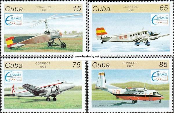Známky Kuba 1996 Lietadlá nerazítkovaná séria MNH