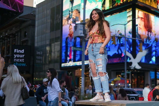 Posing in Times Square