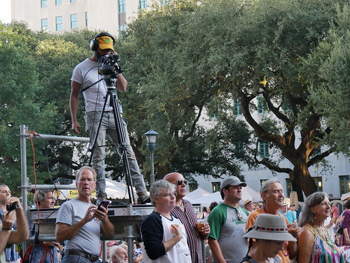 WWOZ video team at work at Crescent City Blues & BBQ Fest - Oct. 14, 2022. Photo by Louis Crispino.