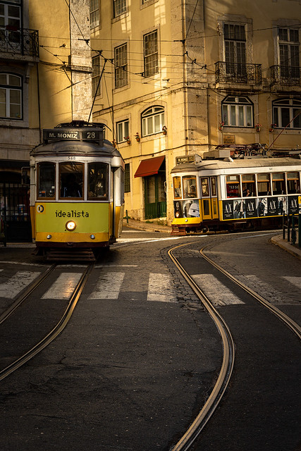 Trams in Lisbon, Portugal
