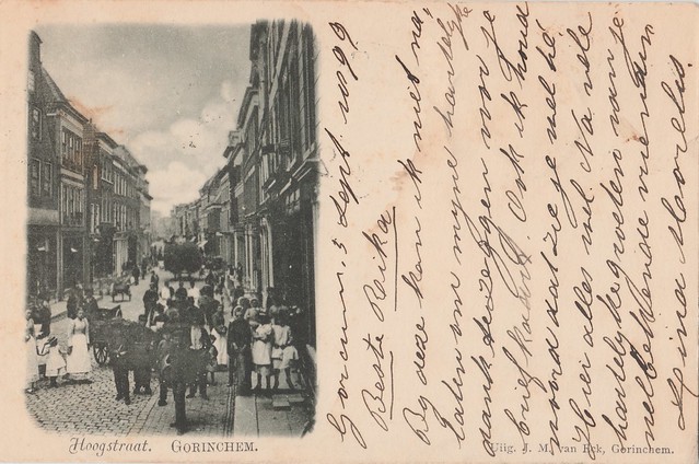 Ansichtkaart - Hoogstraat Gorinchem (Uitg. J.M. van Eck, Gorinchem 1899)