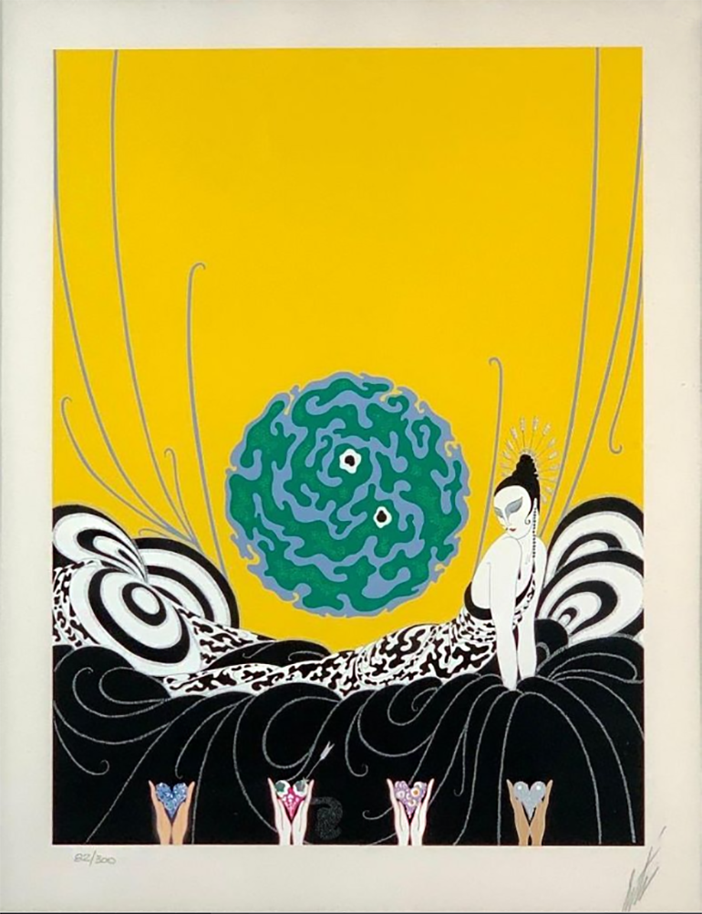 Erté ~ Romain de Tirtoff (1892-1990) :: Selection of a Heart, serigraph, signed in pencil on lower right, numbered 82/300 lower left, with blindstamp. Copyright 1978, Circle Fine Arts Corp. | src Bidsquare ~ Neue Auctions