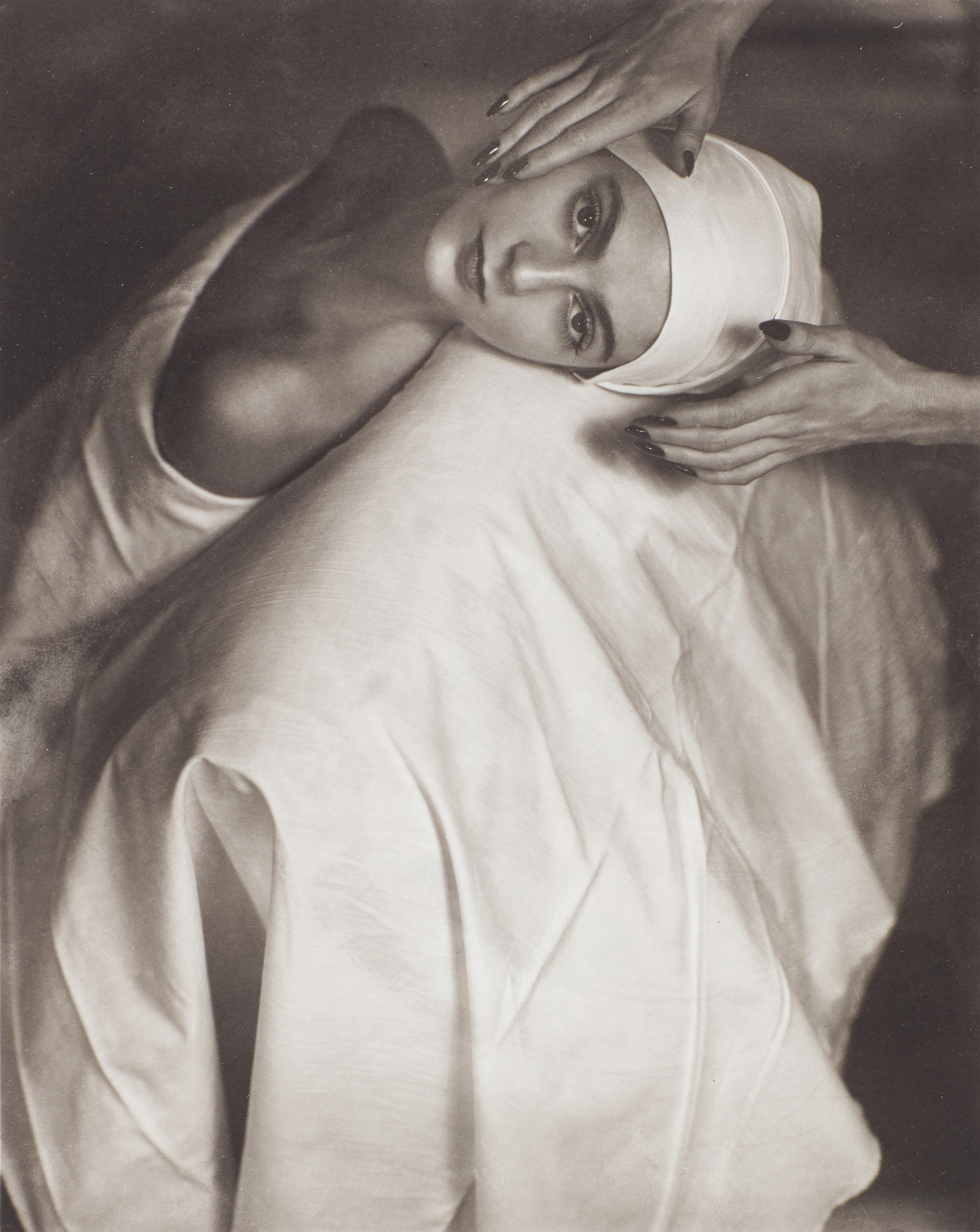 Horst P. Horst :: ‘Carmen Face Massage’, New York, 1946. Gelatin silver print. | src Sotheby's