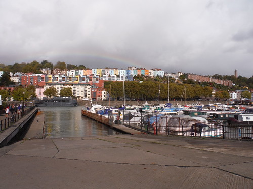 View from Bristol Marina across to Grain Barge and houses on hillside SWC City Walk 4 - Bristol Harbour