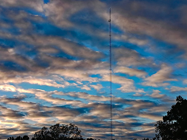 Radio Tower At Sunset.