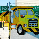 Construction Truck PennDOT Sign Sculpture Garden in Meadville, Pennsylvania.