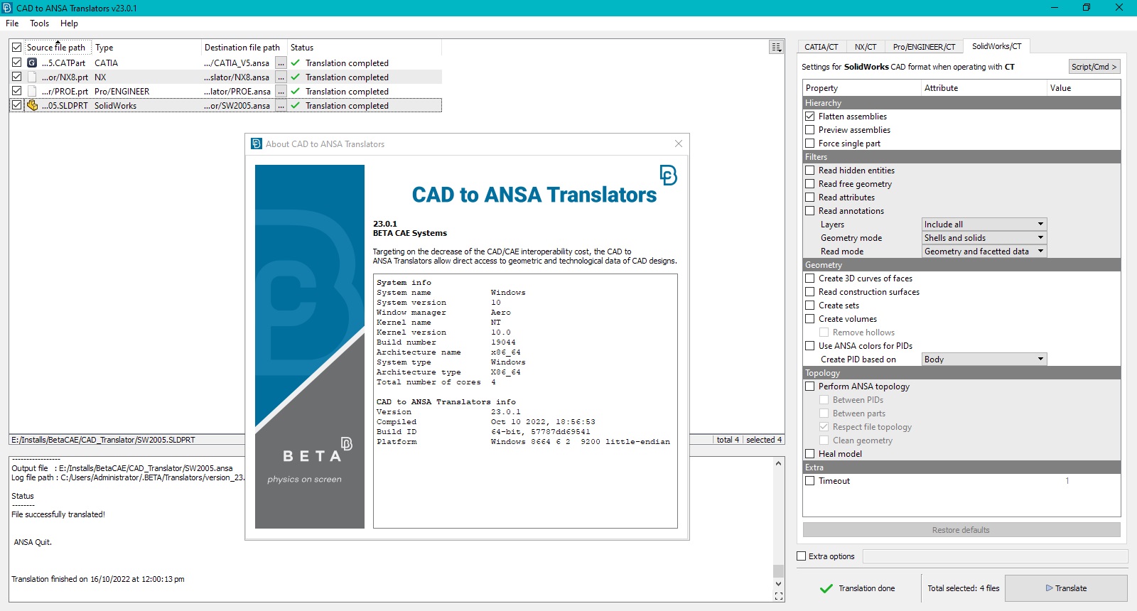 Working with BETA CAE CAD Translator 23.0.1 full license