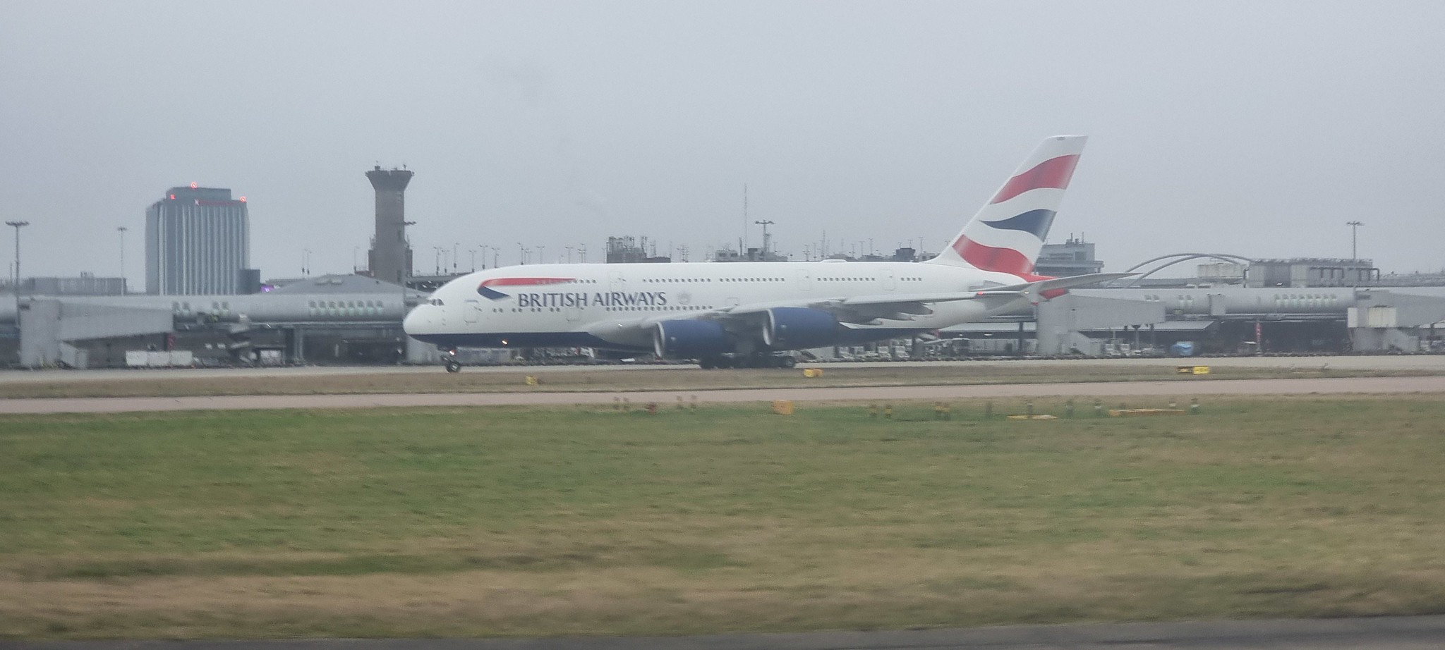 A BA A380 taxiing at Heathrow LHR