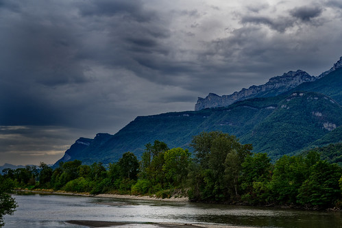 Isere riverbanks by Patrice Dardoize, alps chartreuse clouds forest hike landscape mountains river sunset trees woods flickrunitedaward