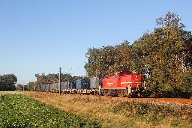 Emslândische Eisenbahn 295 003-8 bij Mehringen op 18-10-2022