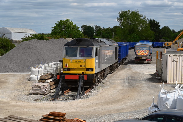 DCR 60046 sits on the stops at Brandon DB Aggregate Terminal, after failing last week, on the return to Chaddesden. 22 05 2022