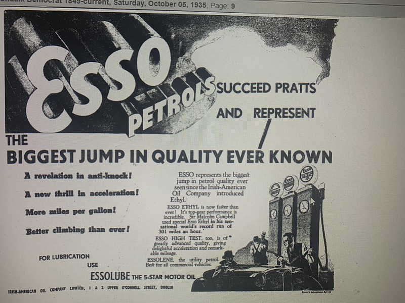 1935 Advert - Pratts becomes Esso