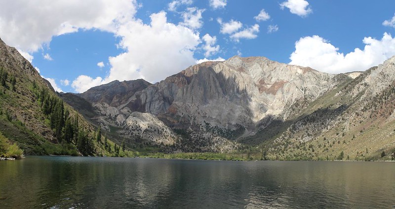 Laurel Mountain over Convict Lake as the cumulus clouds begin forming up above