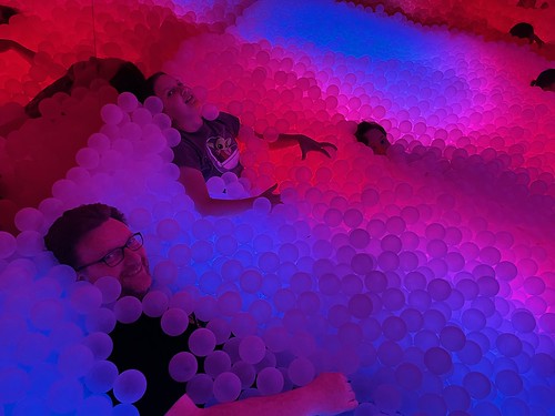 huff and Dad in ball pit