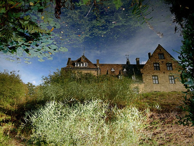 Authentic Germany. Castle Hollinghofen. Inverted reflection...