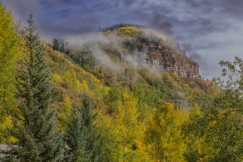 landscape landscapes autumn fall aspens clouds mist mountains vail colorado