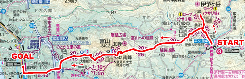 伊予ヶ岳・冨山の地図