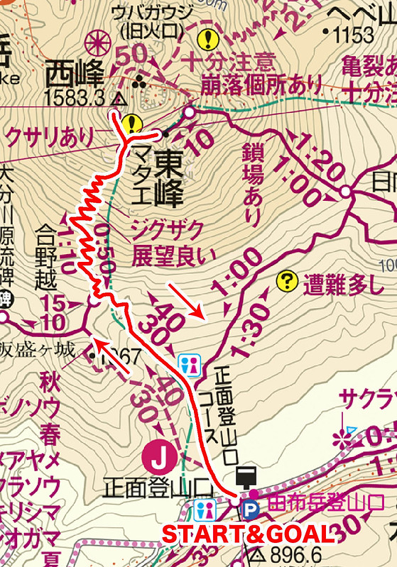 由布岳の地図