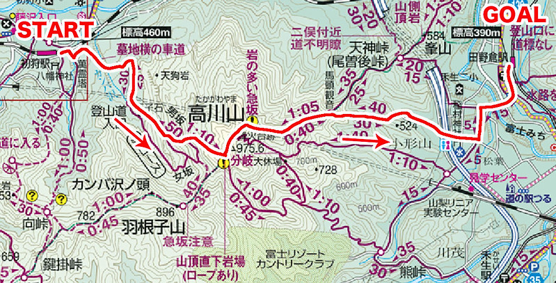 高川山の地図