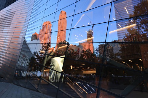 new york city nyc reflections reflets sunset coucherdesoleil buildings worldtracecenter rose pink colors couleurs urban urbain