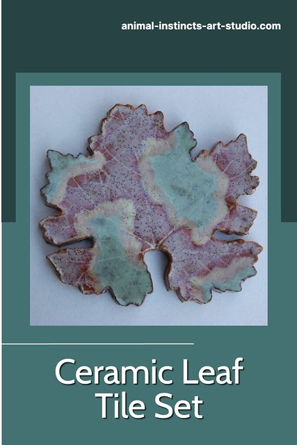 Ceramic Grape & Geranium Leaf Tile Set
