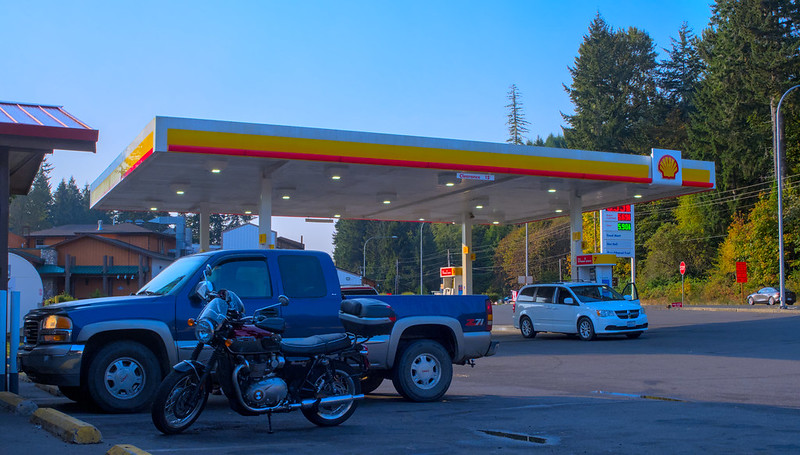 Parked at Twin Totems Convenience Store