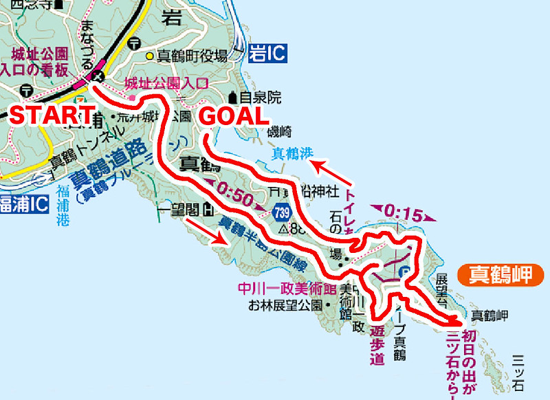 真鶴周遊コースの地図
