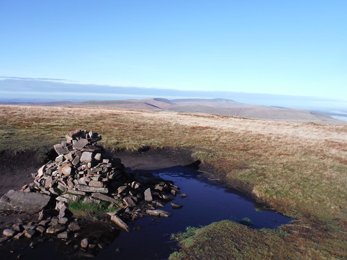Cairn on top of Fan Fawr, view along Fforest Fawr to Black Mountain SWC Walk 401 - Storey Arms to Libanus or Circular (via Ystradfellte)