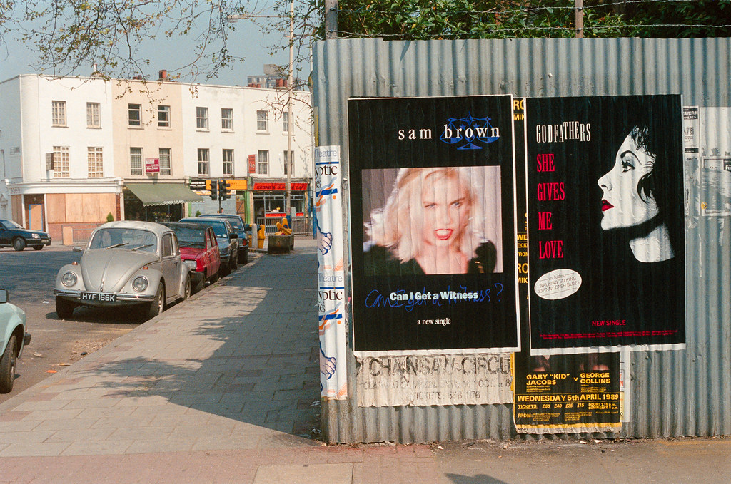 Posters, Shops, Vassall Rd, Camberwell New Rd, Camberwell, Lambeth, 1989, 89c05-02-63