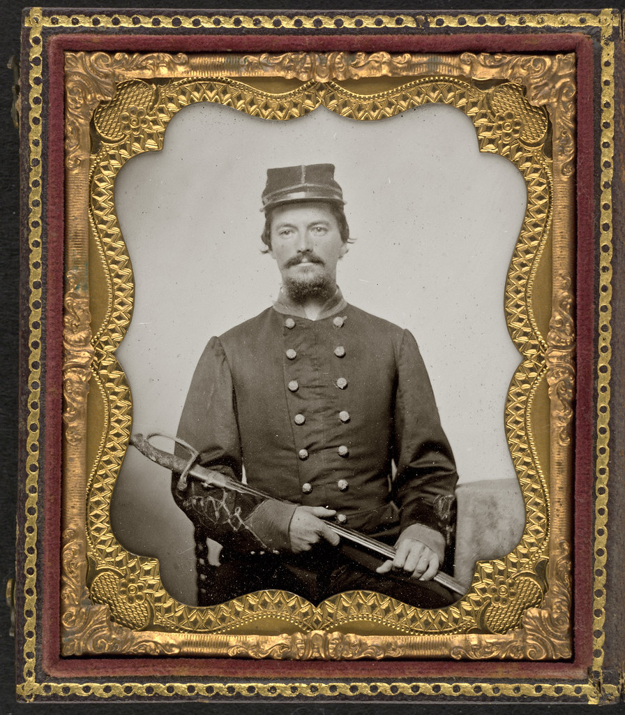 Unidentified soldier in Confederate uniform with sword (LO… | Flickr
