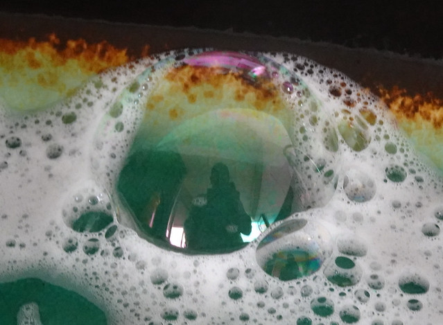 Soap bubbles on a ceramic plate: A fun shot