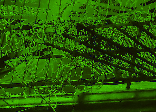 Green and Black Abstract Surrealism Atop Building on Lower Eastside Manhattan