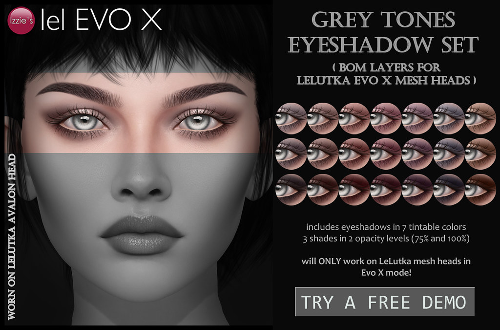 Grey Tones Eyeshadow Set (LeLutka Evo X) for The Fifty