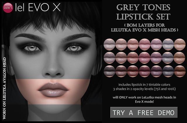 Grey Tones Lipstick Set (LeLutka Evo X) for The Fifty