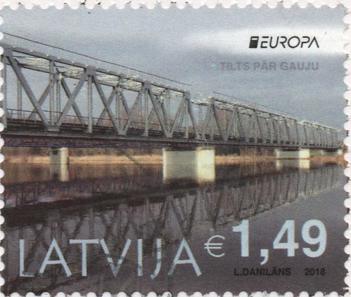 Sello Letonia. Serie Europa de puentes