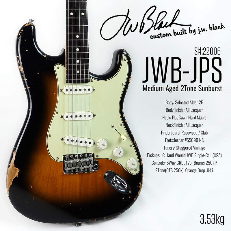 J.W.Black Guitars JWB-JP-S Alder/Rose Medium Aged 2 Tone Sunburst