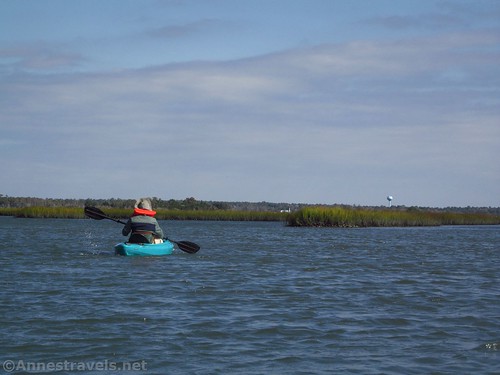 Kayaking in the marshes off of the Intracoastal Waterway near Topsail Island, North Carolina