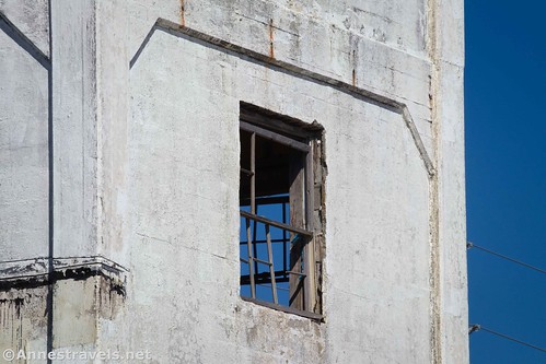 A window in the concrete tower on Topsail Island, Surf City, North Carolina