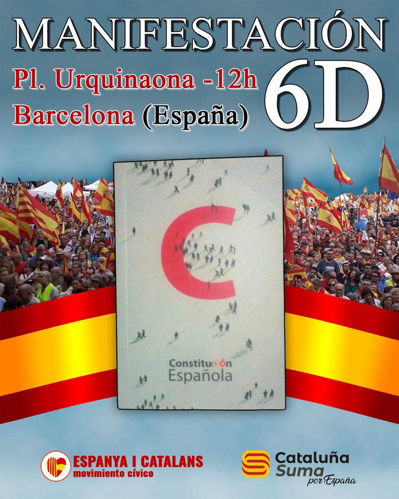 FOTOGRAFÍA. BARCELONA (ESPAÑA), 06.12.2019. Varios miles de personas se manifiestan en Barcelona a favor de la unidad de España. Ñ Pueblo (32)